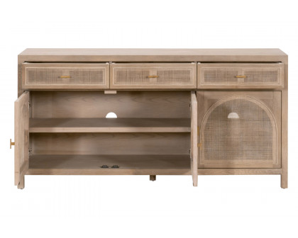 Essentials - Bella Antique Cane Media Sideboard in Smoke Gray