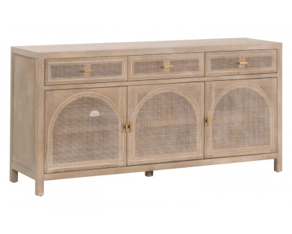 Essentials - Bella Antique Cane Media Sideboard in Smoke Gray