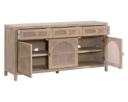 Essentials - Bella Antique Cane Media Sideboard in Smoke Gray