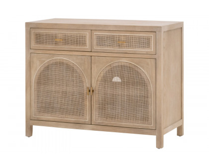 Essentials - Bella Antique Cane Media Cabinet in Smoke Gray