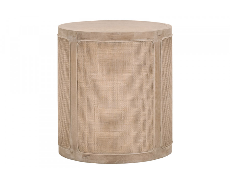 Essentials - Bella Antique Cane End Table in Smoke Gray