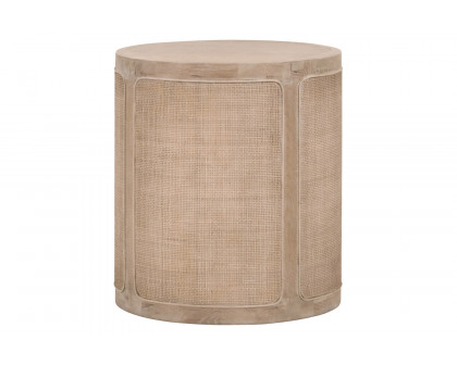 Essentials - Bella Antique Cane End Table in Smoke Gray