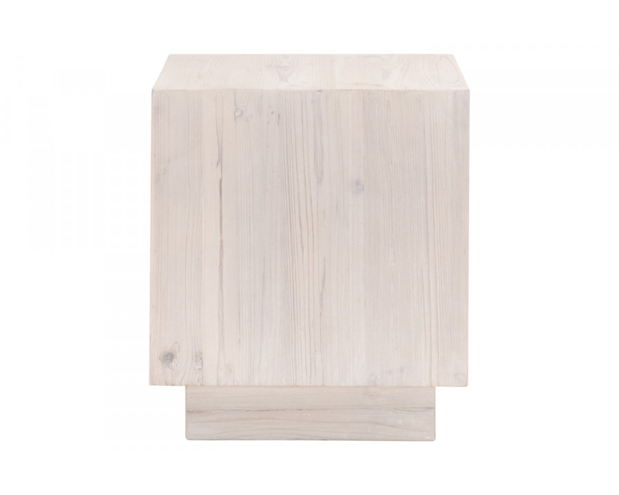 Essentials - Bella Antique Montauk End Table in White Wash Pine