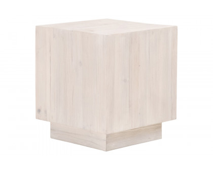 Essentials - Bella Antique Montauk End Table in White Wash Pine