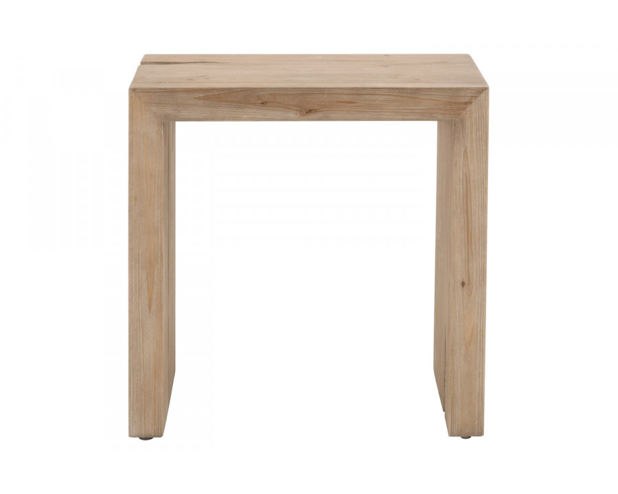 Essentials Bella Antique Reed End Table - Smoke Gray Pine