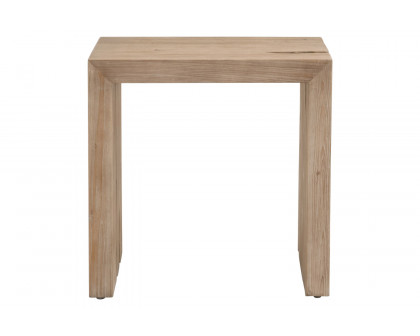 Essentials Bella Antique Reed End Table - Smoke Gray Pine