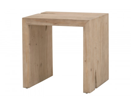 Essentials Bella Antique Reed End Table - Smoke Gray Pine