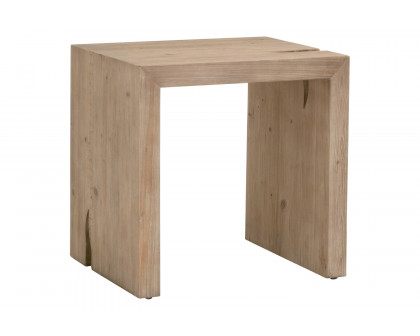 Essentials Bella Antique Reed End Table - Smoke Gray Pine