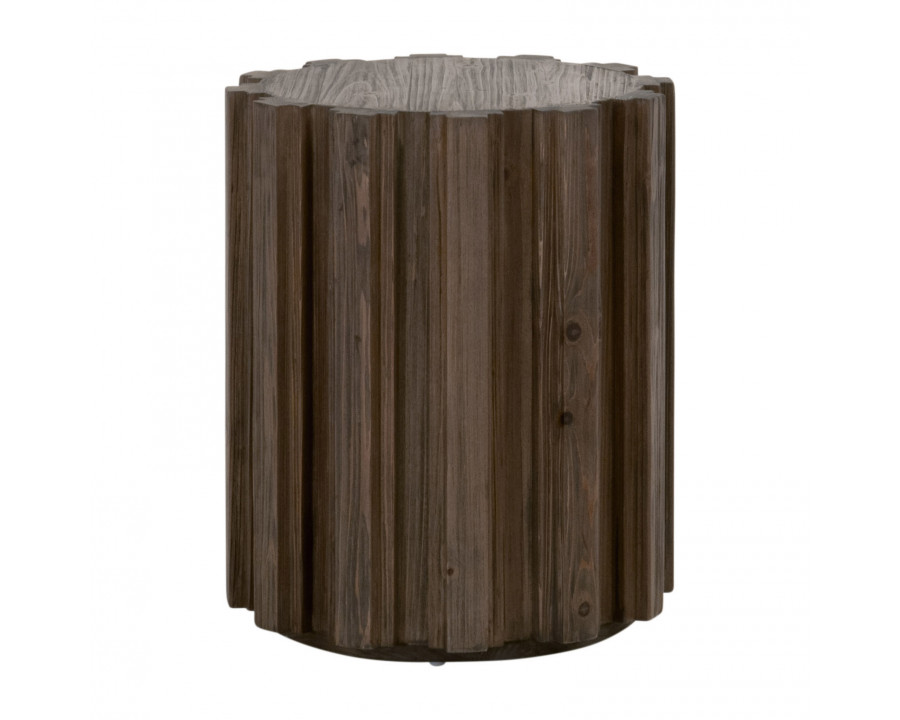 Essentials - Roma Round Accent Table in Drift Brown Pine