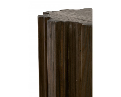 Essentials - Roma Round Accent Table in Drift Brown Pine