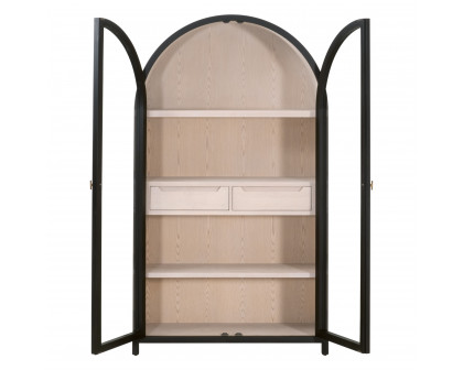 Essentials Bella Antique Toulouse Display Cabinet - Black Birch, Natural Oak