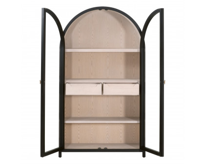 Essentials Bella Antique Toulouse Display Cabinet - Black Birch, Natural Oak