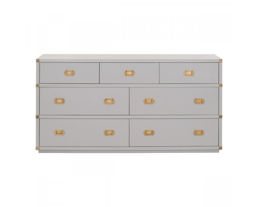 Essentials - Bradley 7-Drawer Double Dresser in Dove Gray, Brushed Gold