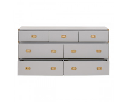 Essentials - Bradley 7-Drawer Double Dresser in Dove Gray, Brushed Gold