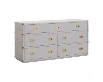 Essentials - Bradley 7-Drawer Double Dresser in Dove Gray, Brushed Gold