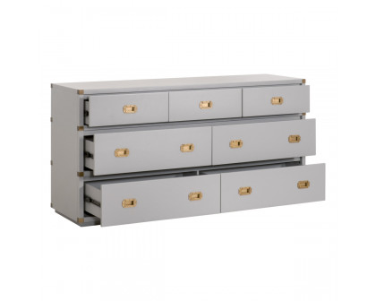 Essentials - Bradley 7-Drawer Double Dresser in Dove Gray, Brushed Gold