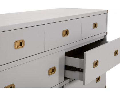 Essentials - Bradley 7-Drawer Double Dresser in Dove Gray, Brushed Gold