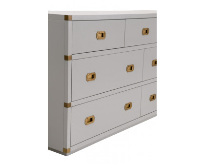 Essentials - Bradley 7-Drawer Double Dresser in Dove Gray, Brushed Gold