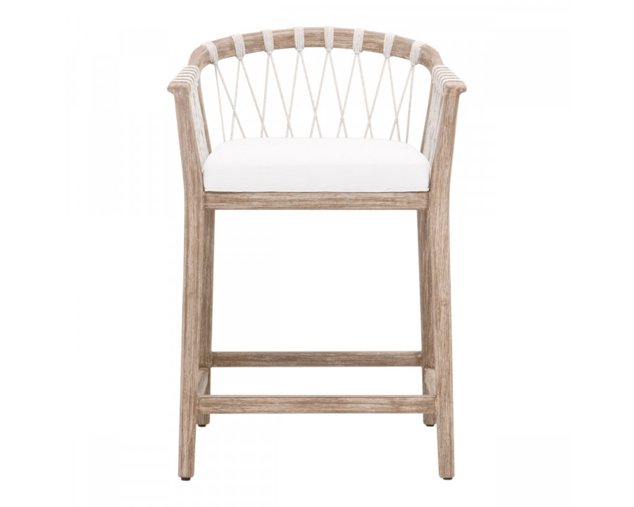 Essentials - Pacific Counter Stool in White Speckle Flat Rope, Natural Gray Mahogany