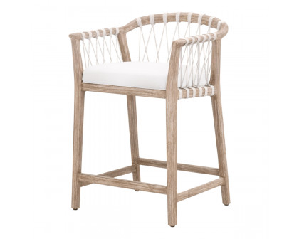 Essentials - Pacific Counter Stool in White Speckle Flat Rope, Natural Gray Mahogany