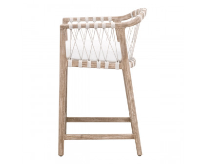 Essentials - Pacific Counter Stool in White Speckle Flat Rope, Natural Gray Mahogany