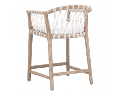 Essentials - Pacific Counter Stool in White Speckle Flat Rope, Natural Gray Mahogany