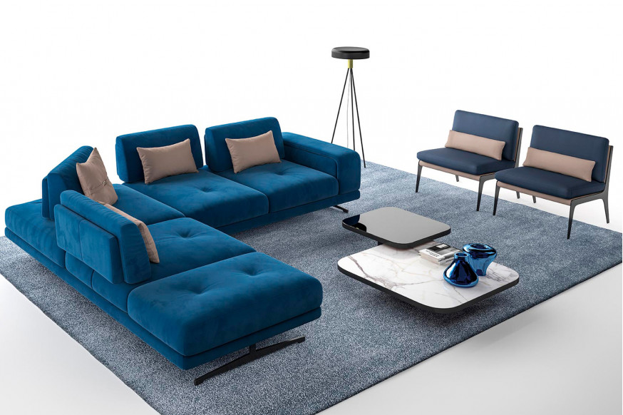 Estro™ IS 306 Spazio Leather Sectional - Blue