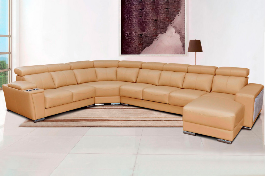 Extravaganza™ 8312 Sectional with Sliding Seats Beige - Right Facing