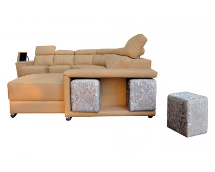 Extravaganza™ 8312 Sectional with Sliding Seats Beige - Right Facing