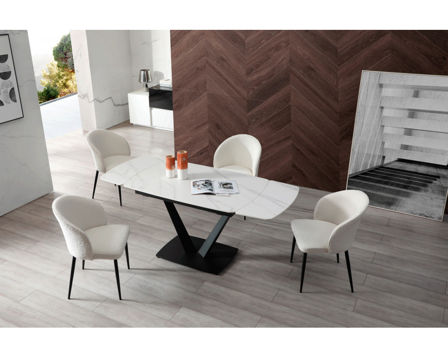 Extravaganza 109 Ceramic Dining Table - White/Black