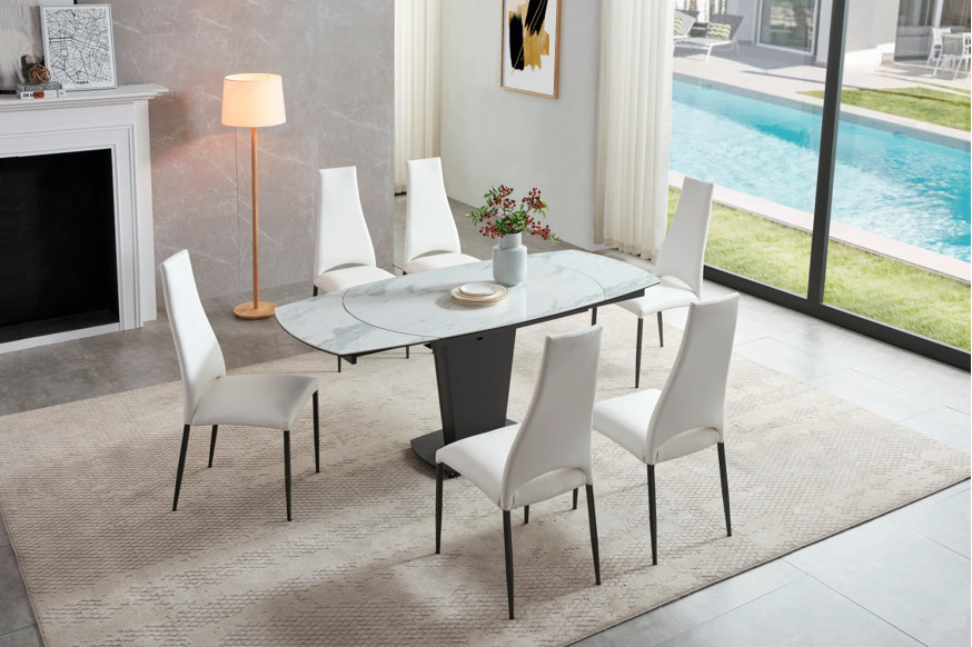 Extravaganza™ 2417 Marble Table White with 3405 White Chairs