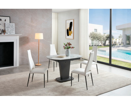 Extravaganza™ 2417 Marble Table White with 3405 White Chairs