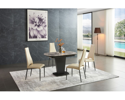 Extravaganza™ 2417 Marble Table Gray with 3405 Beige Chairs