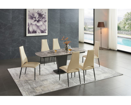 Extravaganza™ 2417 Marble Table Gray with 3405 Beige Chairs