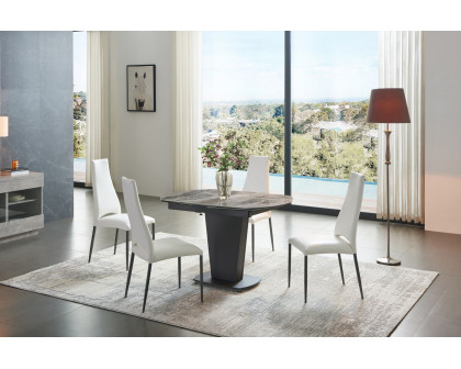 Extravaganza™ 2417 Marble Table Gray with 3405 Beige Chairs