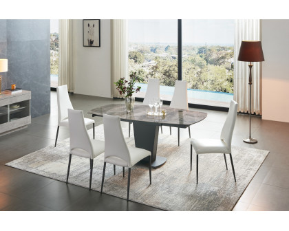 Extravaganza™ 2417 Marble Table Gray with 3405 Beige Chairs