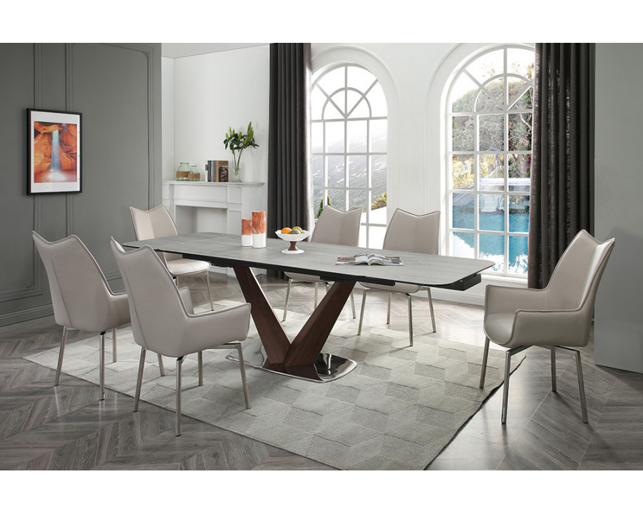 Extravaganza 9188 Table with 1218 Swivel Gray Taupe Chairs