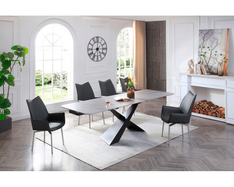 Extravaganza - 9422 Table with 1218 Swivel Dark Gray Chairs