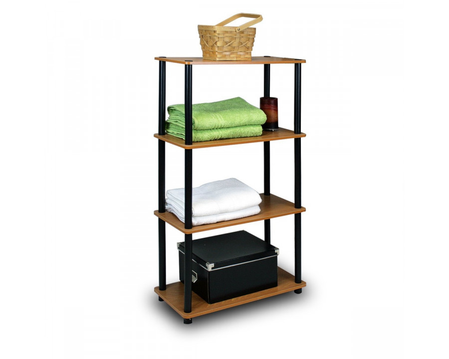 FaFurn 4-Tier Storage Shelves Display Rack Bookcase - Cherry