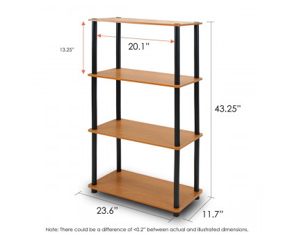 FaFurn 4-Tier Storage Shelves Display Rack Bookcase - Cherry