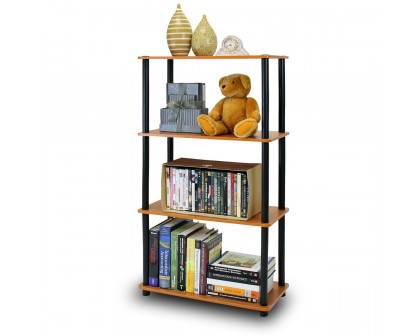 FaFurn 4-Tier Storage Shelves Display Rack Bookcase - Cherry