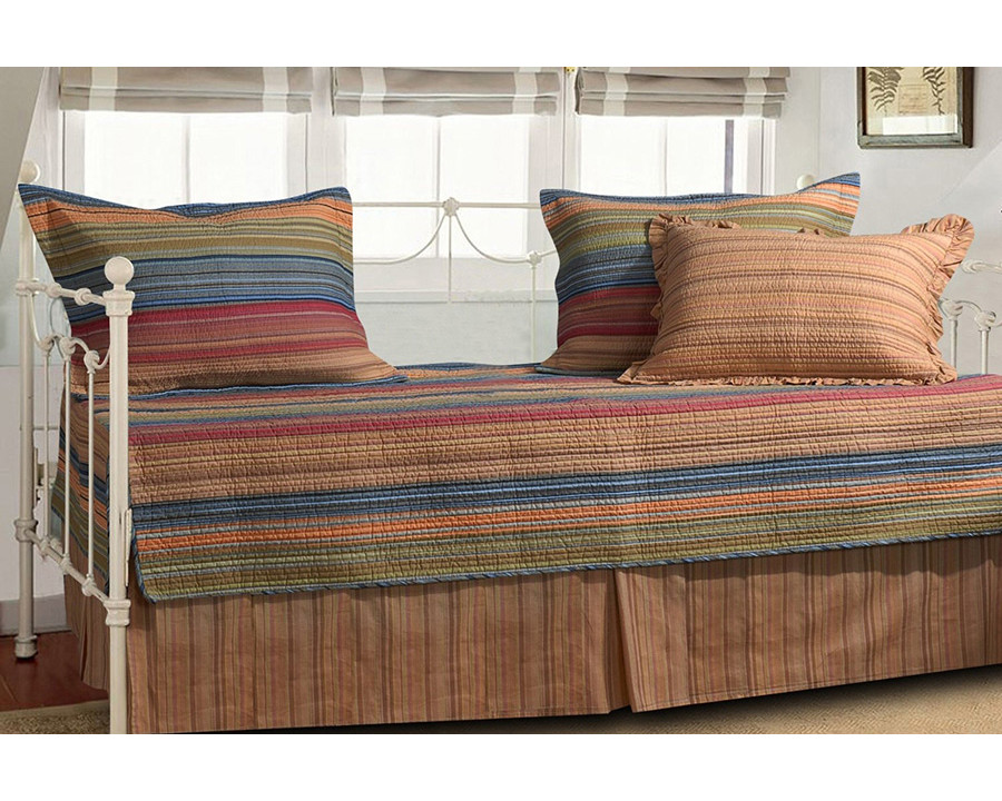 FaFurn - Reversible 5-Piece Daybed Bedding Set with Bed-Skirt and Three Pillow Shams