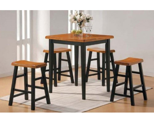 FaFurn - 5 Piece Counter Dining Set in Oak/Black