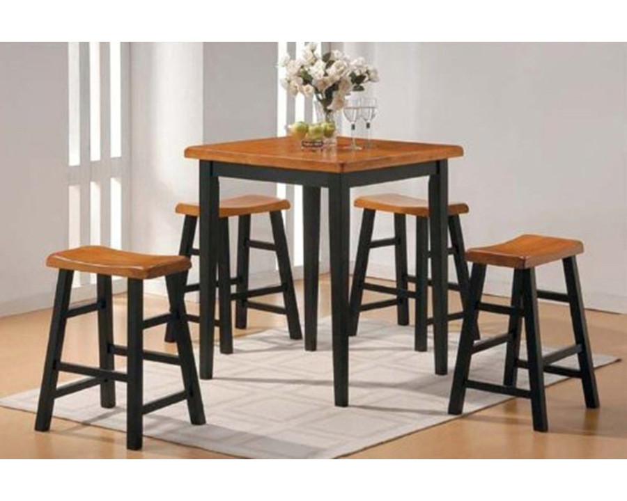 FaFurn - 5 Piece Counter Dining Set in Oak/Black