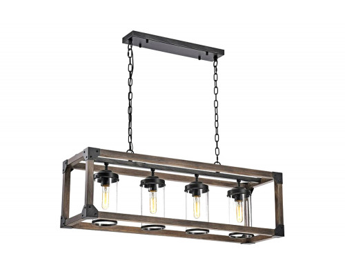 FaFurn - 4 Light Adjustable Dimmable Rectangle Chandelier with Wrought Iron Accents