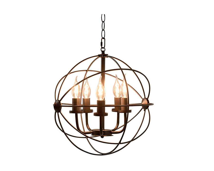 FaFurn - 5 Light Modern 2123 Black Iron Sphere Chandelier