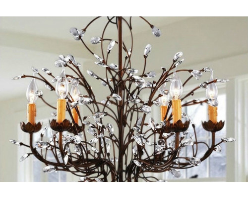 FaFurn - Antique Bronze 6-Light Crystal and Iron Chandelier