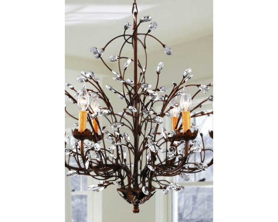 FaFurn - Antique Bronze 6-Light Crystal and Iron Chandelier