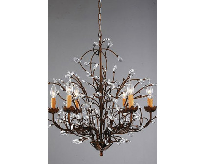 FaFurn - Antique Bronze 6-Light Crystal and Iron Chandelier