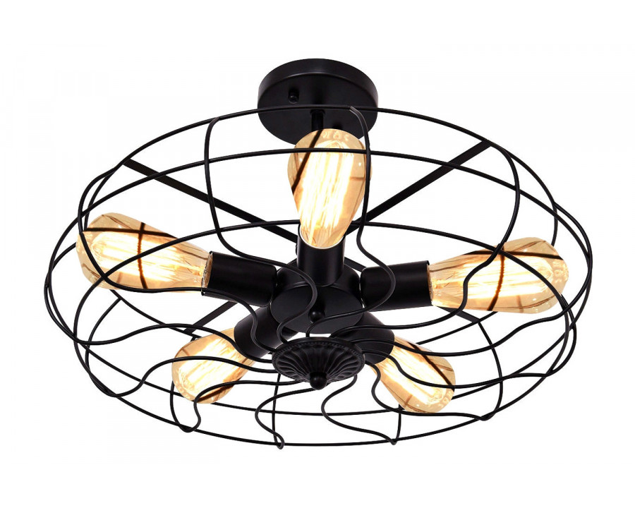 FaFurn - 5 Light Modern 2808 Black Iron Sphere Chandelier